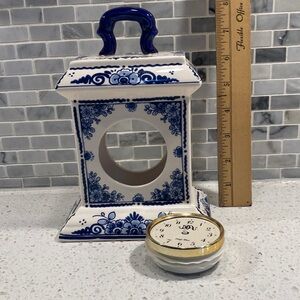 Gebr Hauser Delft Blue Porcelain Mantel Clock Case
